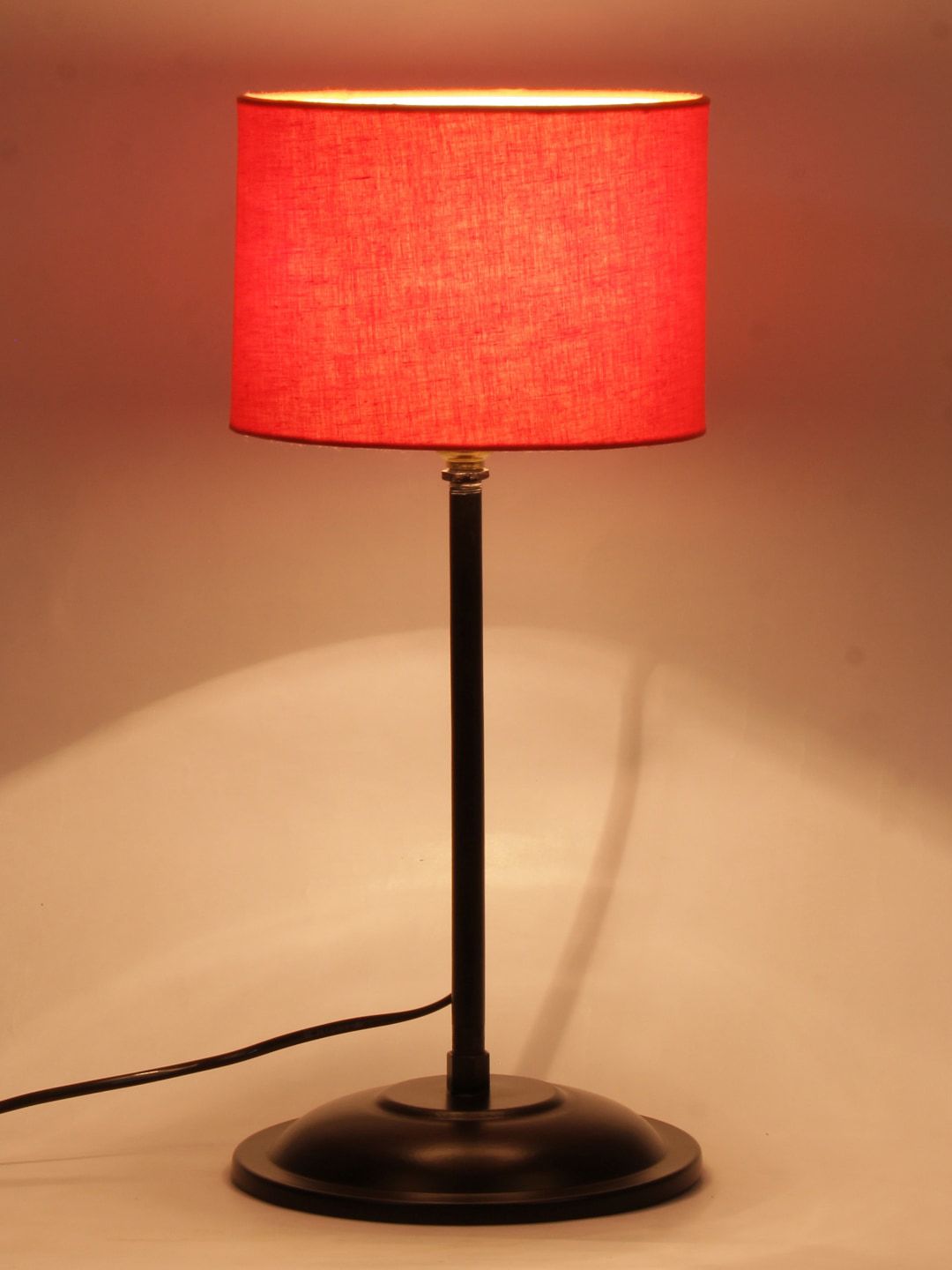 Devansh Orange Cotton Shade Lamp With Base Table Lamp Price in India