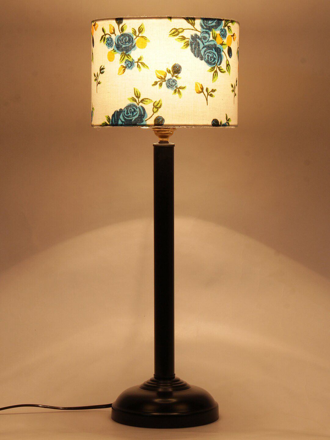 Devansh Multicoloured Traditional Table Lamp With Cotton Shade Price in India