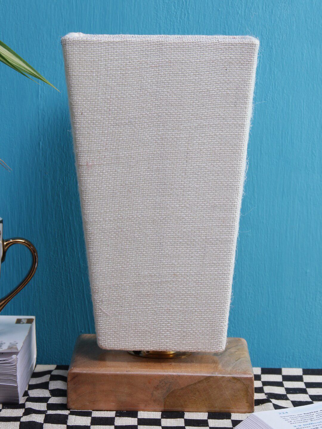 Devansh White Contemporary Table Lamp With Jute Shade Price in India