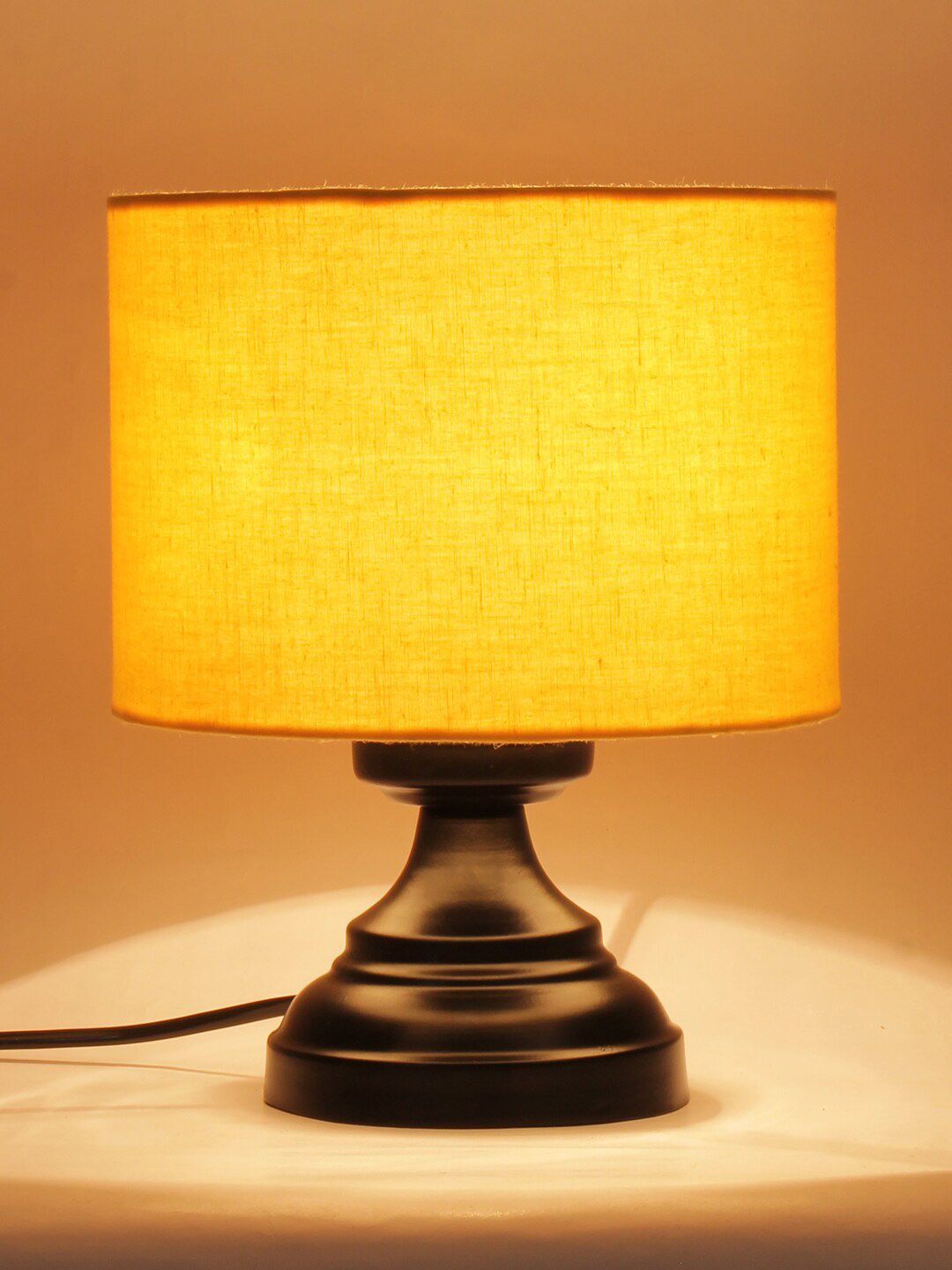 Devansh Yellow Table Lamp with Cotton Shade Lamp Price in India