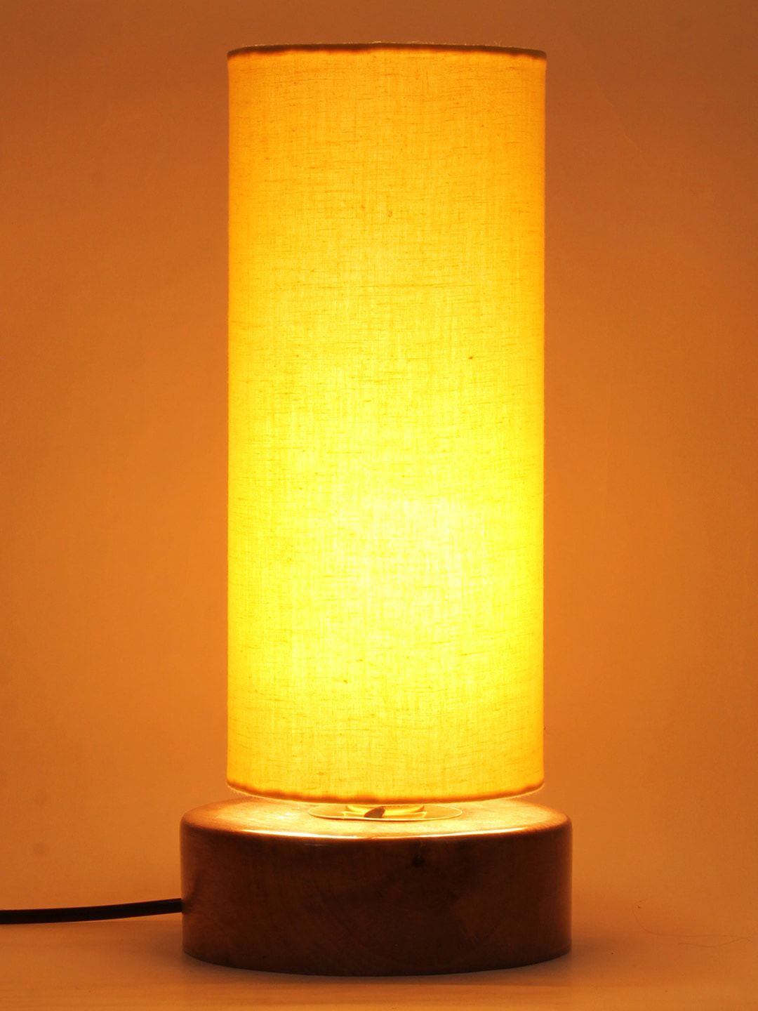 Devansh Yellow Solid Cylindrical Shaped Traditional Table Lamp with Shade Price in India