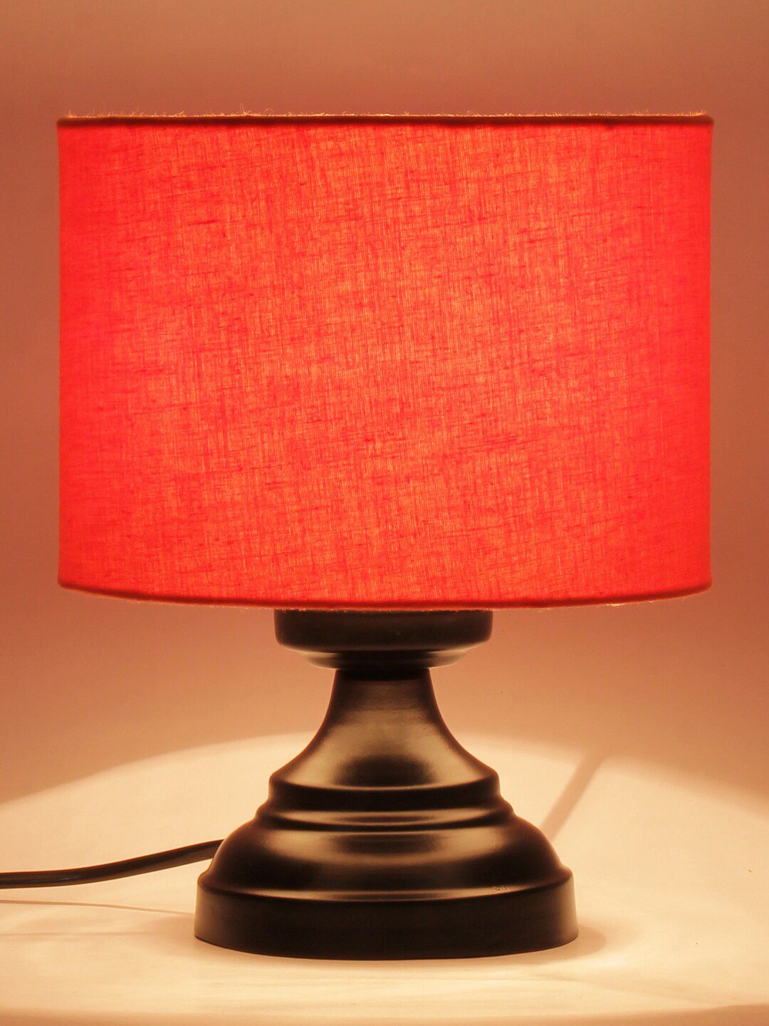 Devansh Orange Cotton Shade Table Lamp With Base Price in India