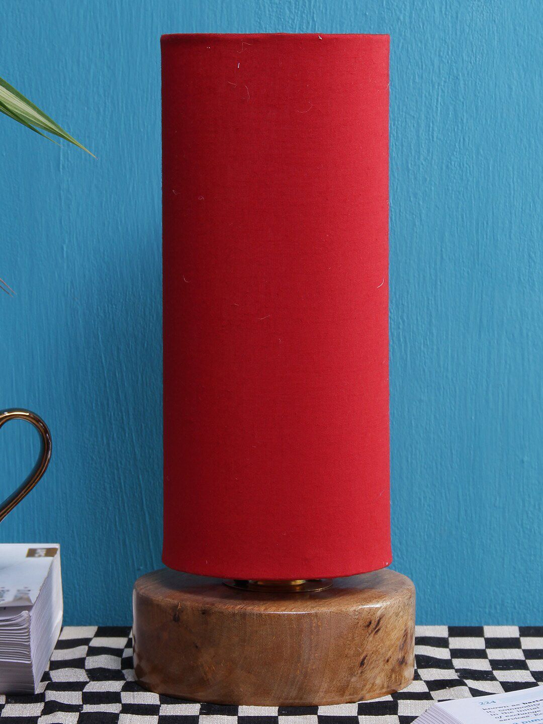 Devansh Red Solid Cotton Table Lamp Price in India