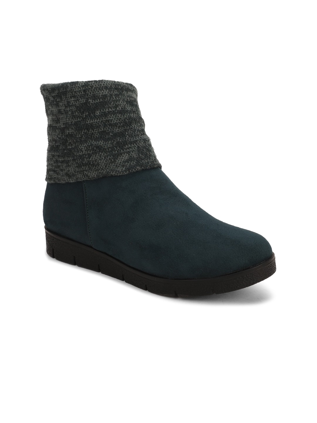 Bruno Manetti Green Suede Mid-Top Flatform Heeled Boots Price in India