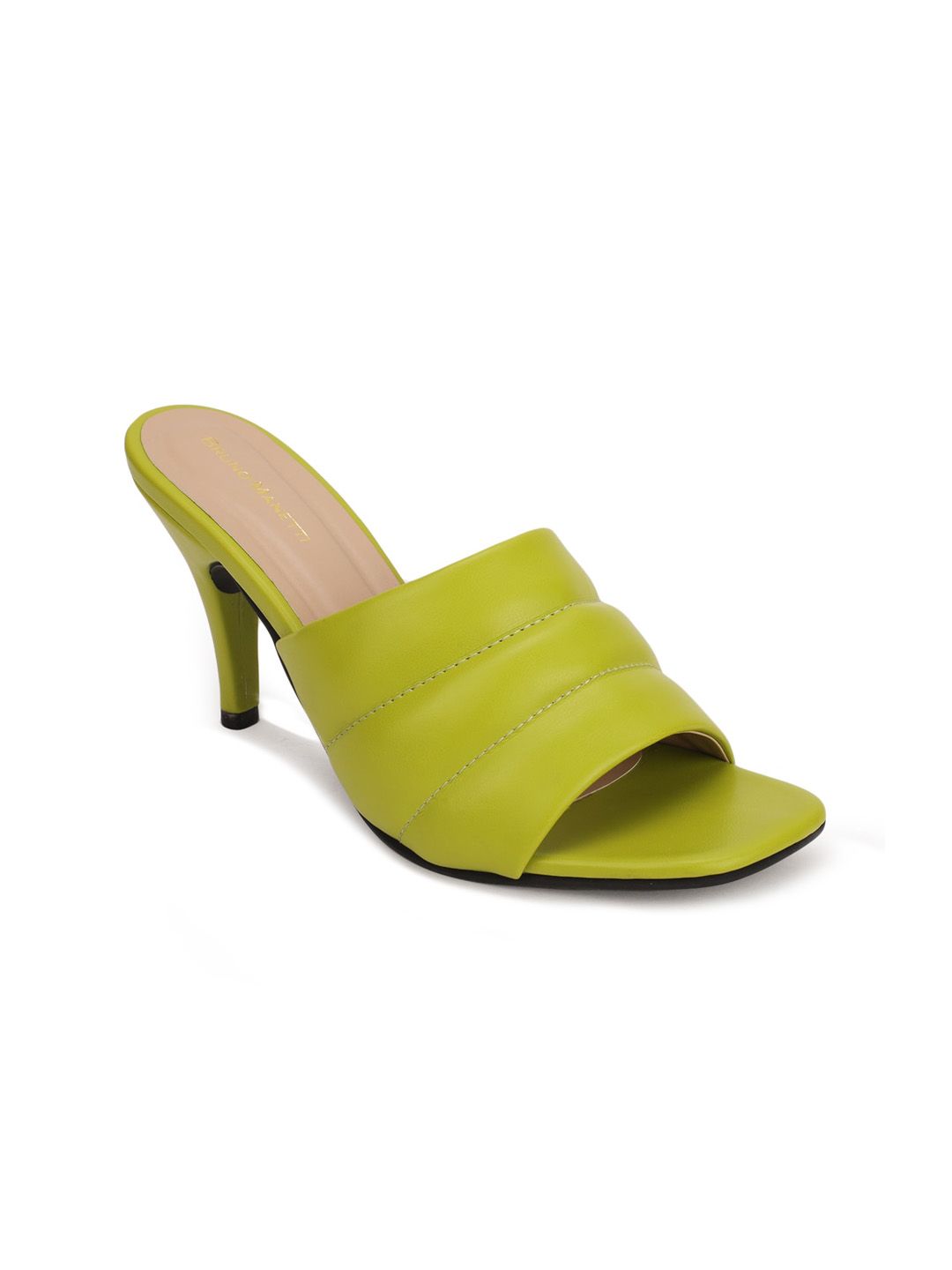 Bruno Manetti Green Textured Leather Stiletto Mules Price in India