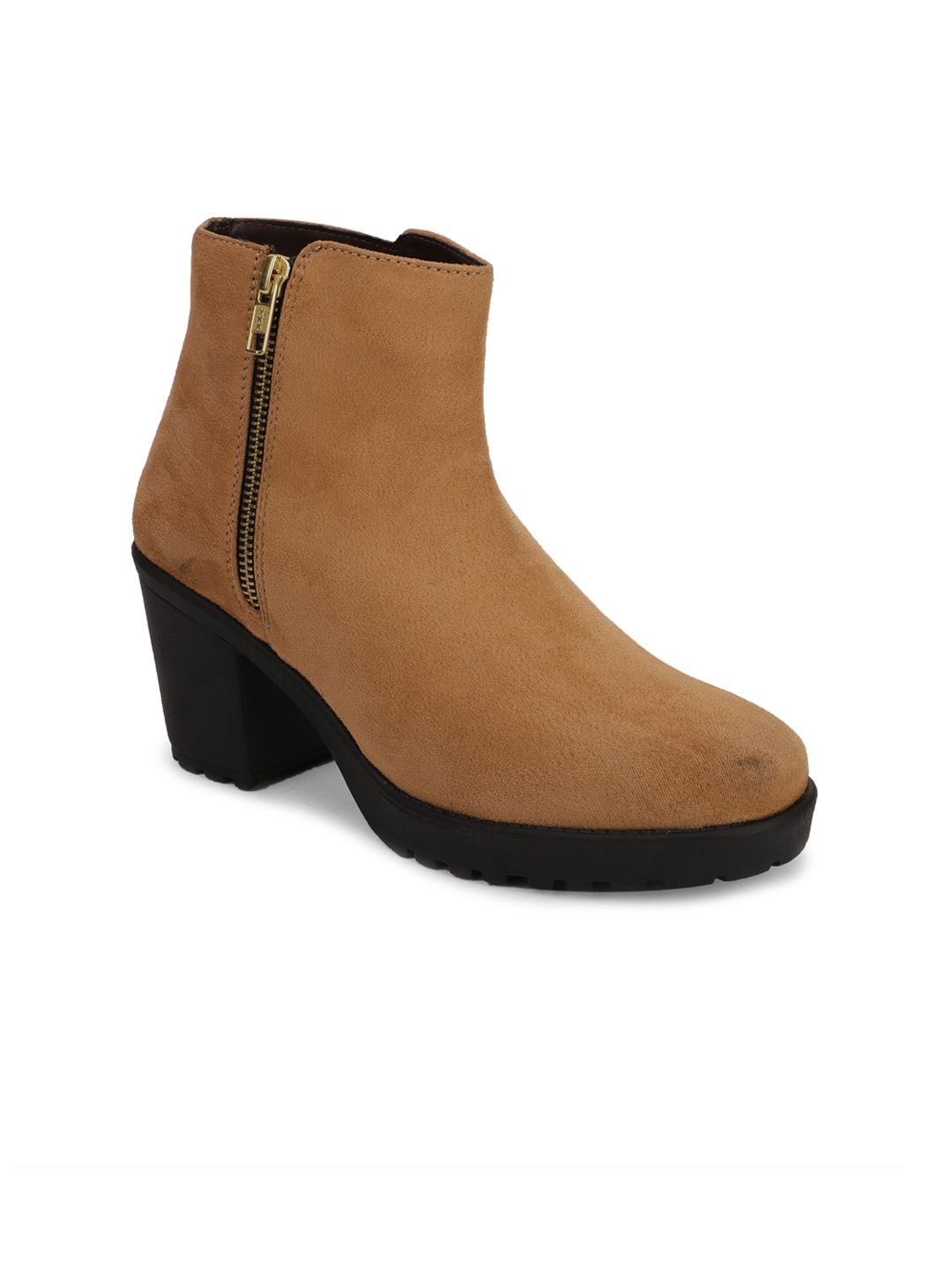 Bruno Manetti Beige Suede Block Heeled Boots Price in India