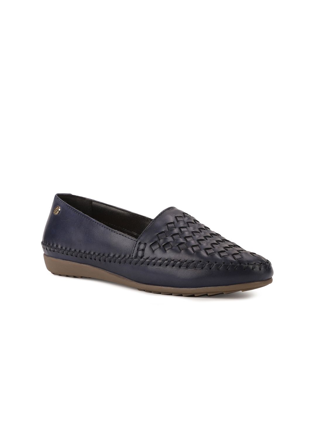 Hush Puppies Women Blue Textured Leather Slip-On Sneakers Price in India