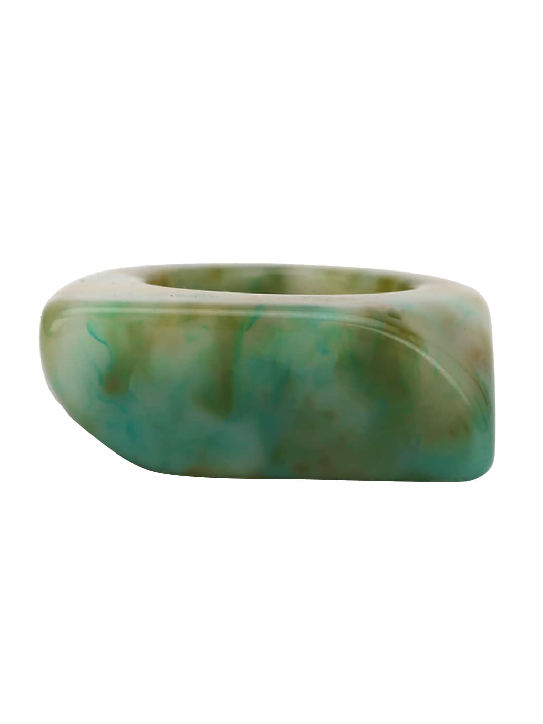 FOREVER 21 Green & Beige Marble Patterned Resin Finger Ring Price in India