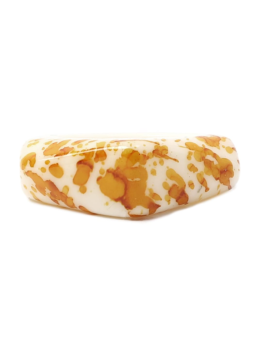 FOREVER 21 White & Yellow Patterned Resin Finger Ring Price in India