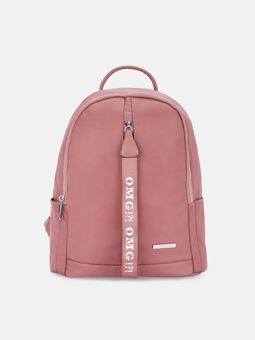 Forever Glam by Pantaloons Women Pink & White Solid Backpack Price in India