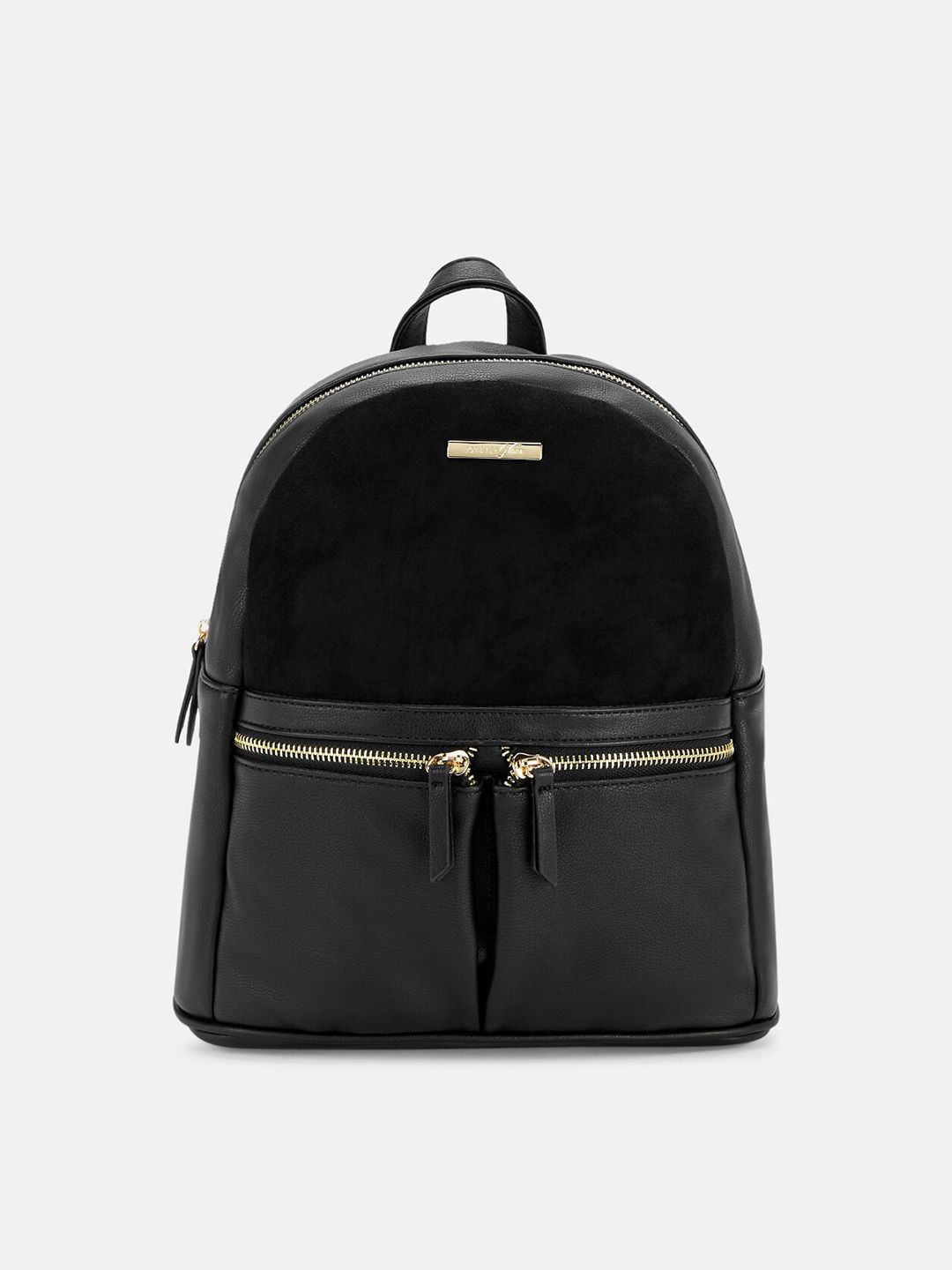 Forever Glam by Pantaloons Women Black & Gold-Toned Backpack Price in India