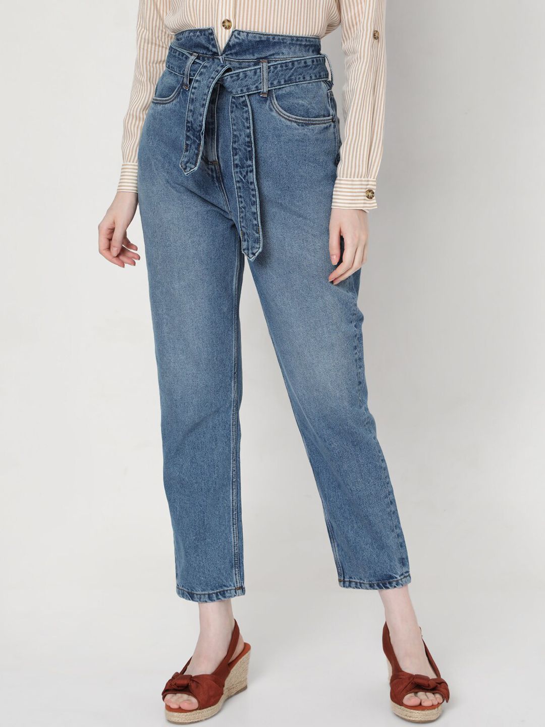 Vero Moda Women Blue Slim Fit High-Rise Heavy Fade Jeans Price in India