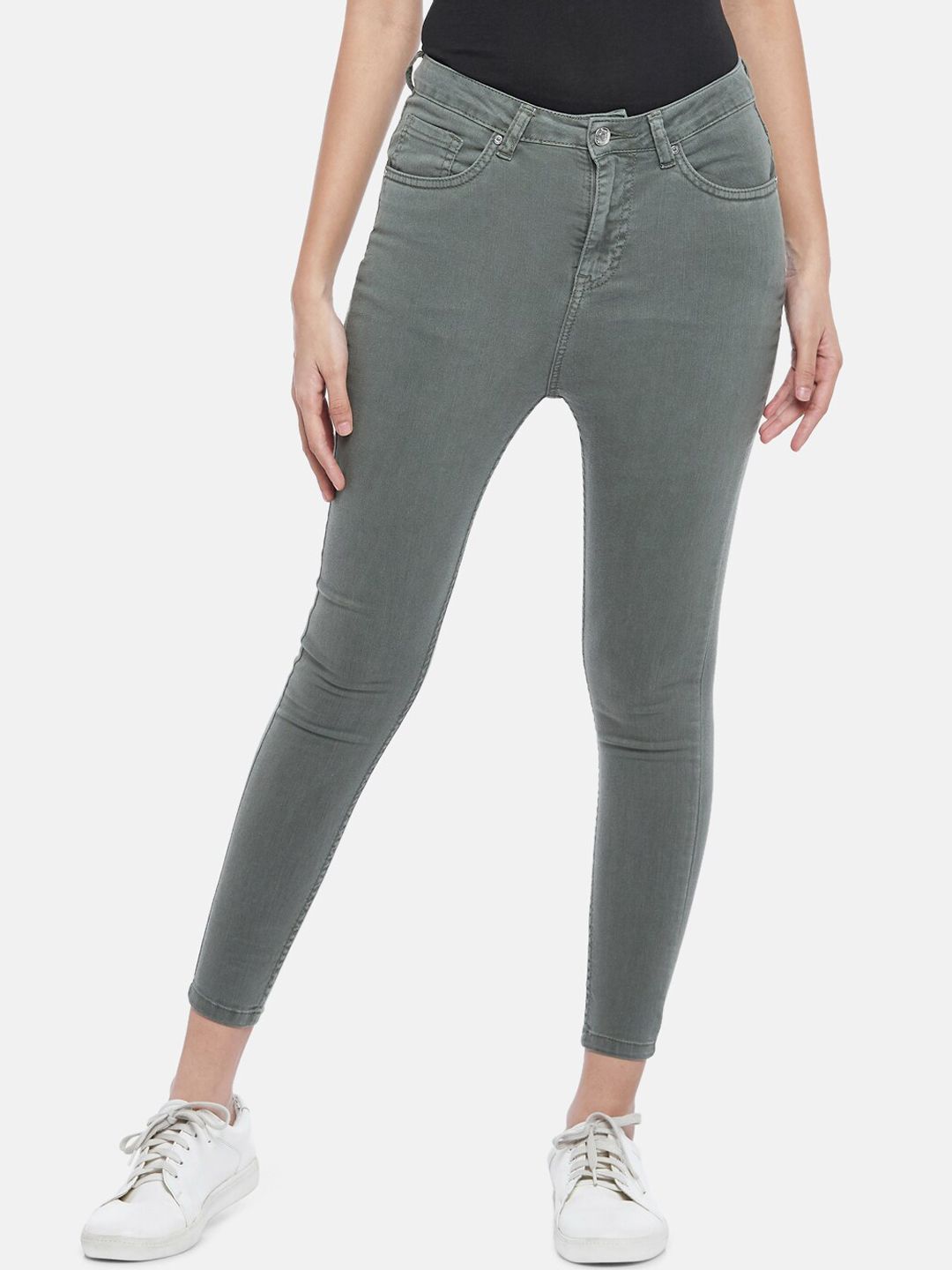 People Women Olive Green Super Skinny Fit Jeans Price in India