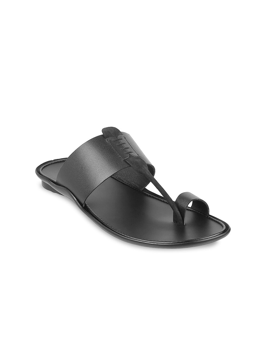 Mochi Men Black Leather Comfort Sandals