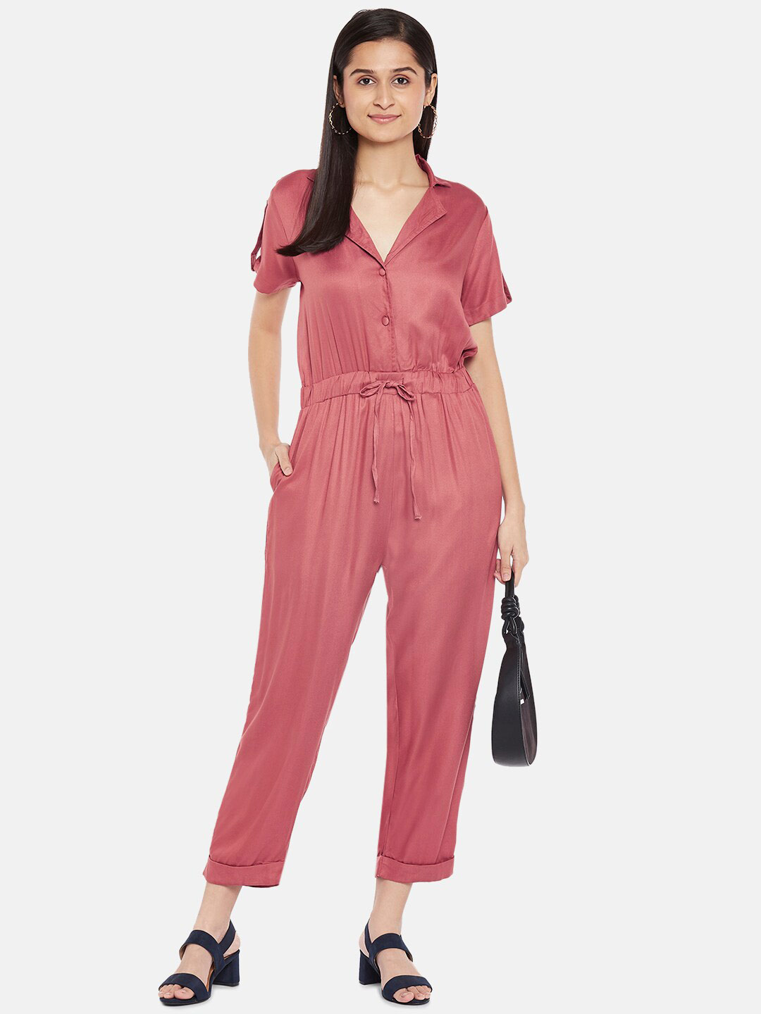 People Pink Basic Jumpsuit Price in India