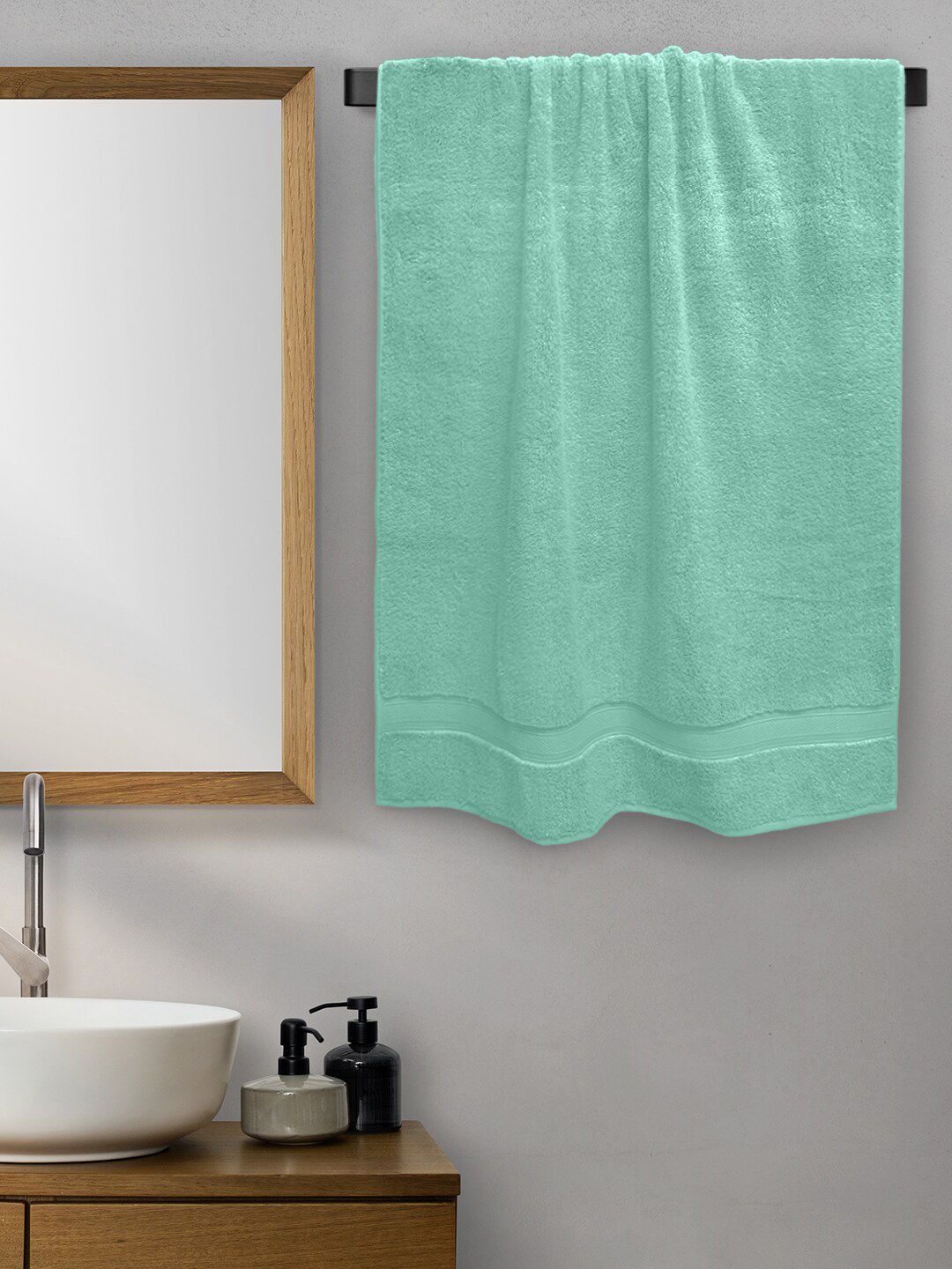 Aura Lime Green Solid 650 GSM Cotton Bath Towel Price in India