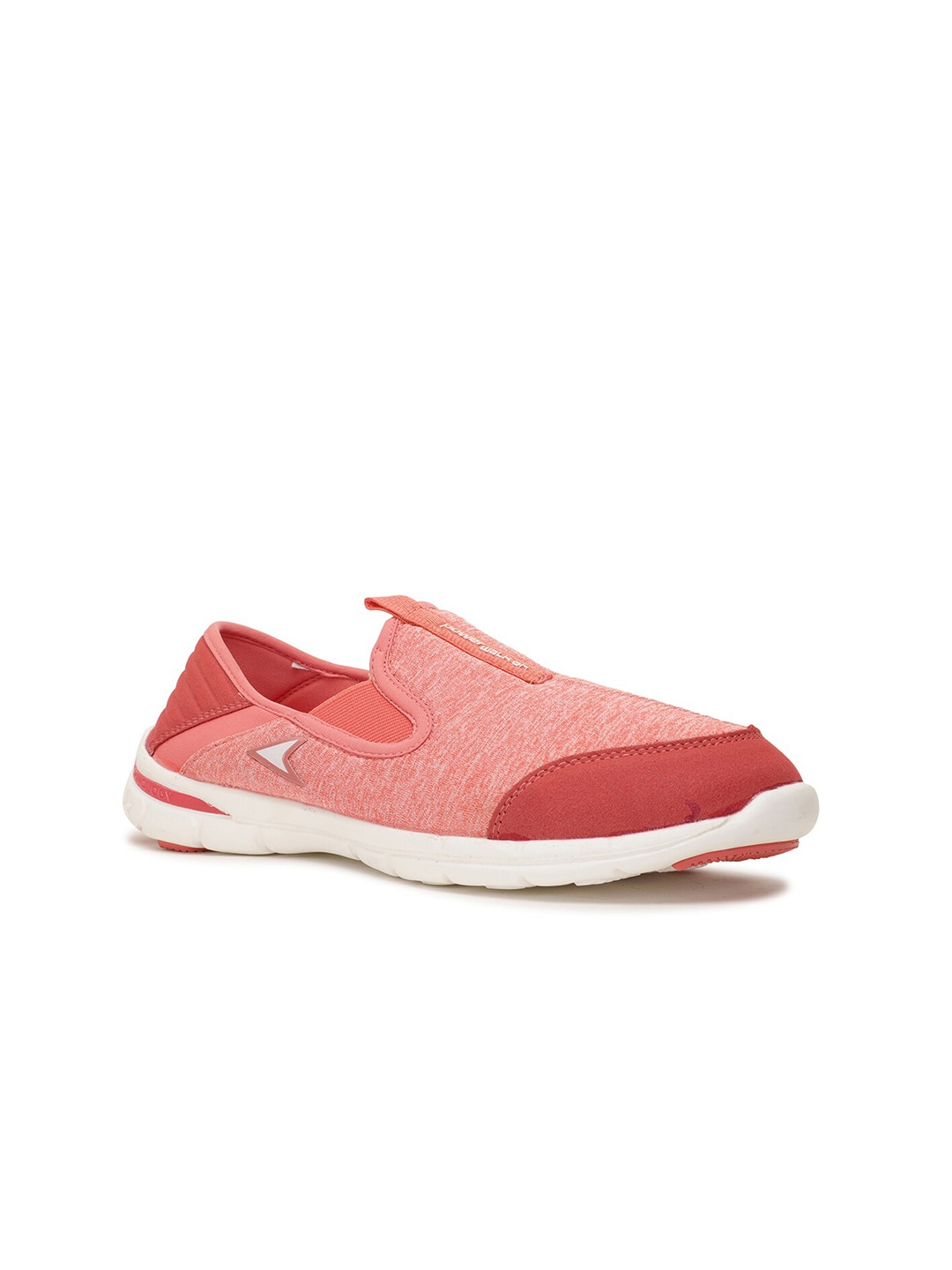 Power Women Peach-Coloured Textile Walking Non-Marking Shoes Price in India
