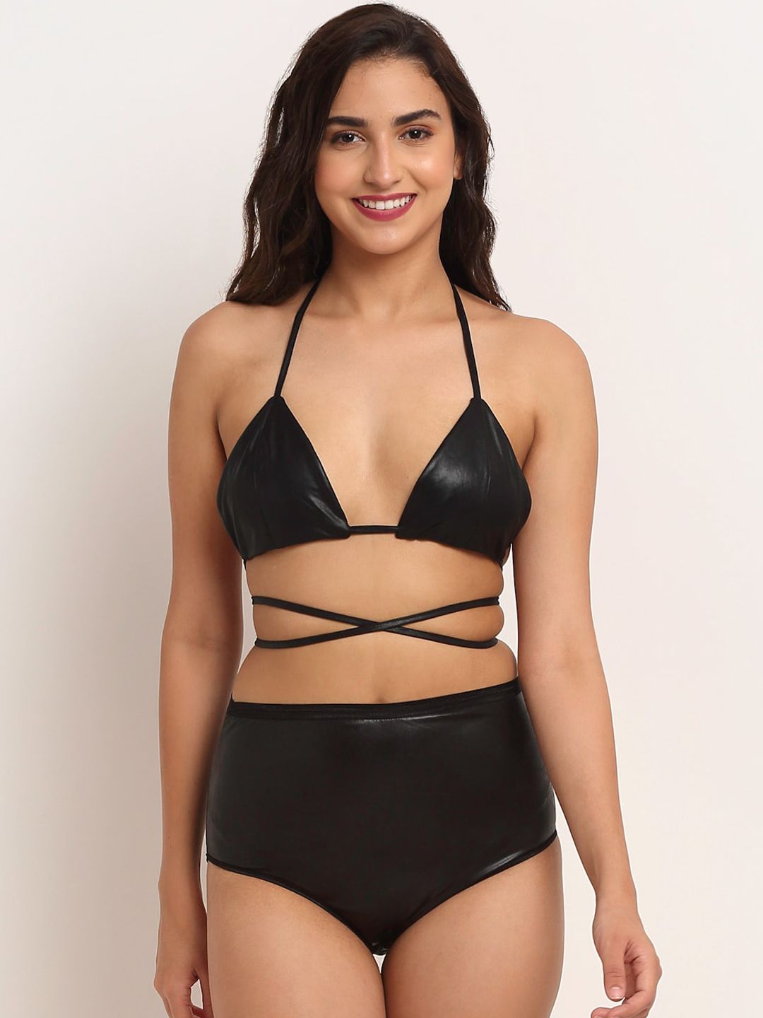 EROTISSCH Women Black Solid Swim Bikini Set Price in India
