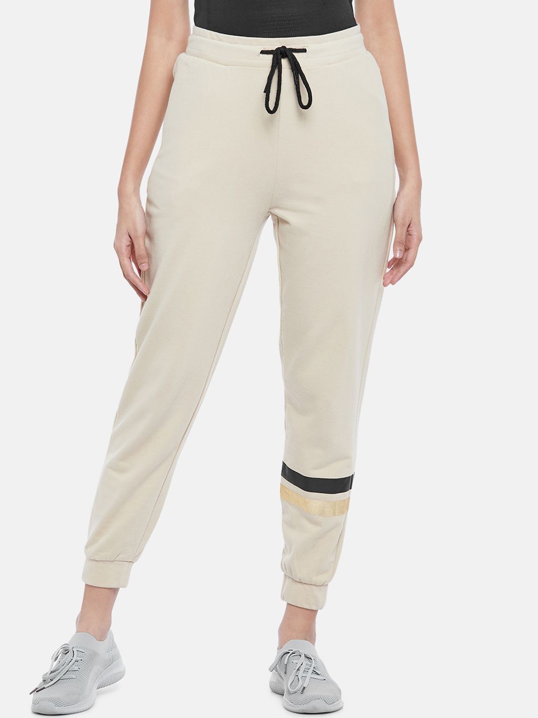 Ajile by Pantaloons Women Beige Solid Pure Cotton Joggers Price in India
