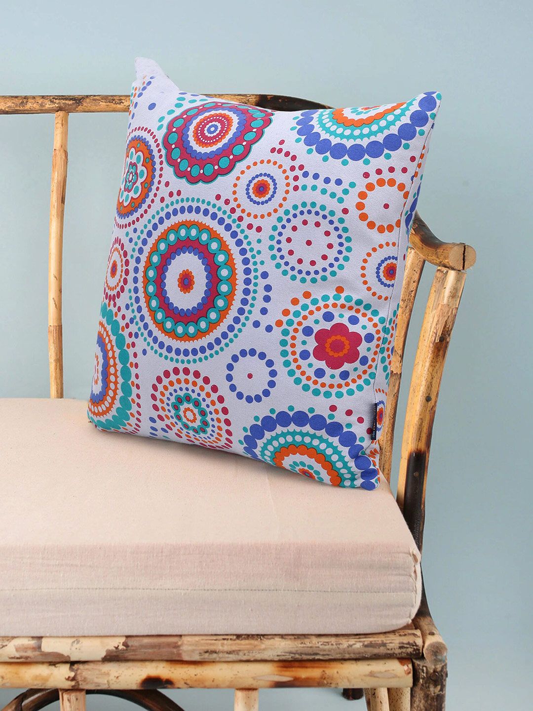 Mezposh Grey Ethnic Motifs Ethnic Motifs Printed Square Cushion cover Price in India