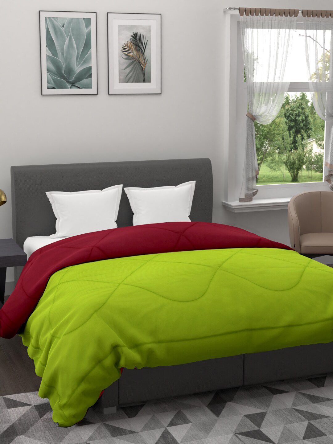 Clasiko Green & Maroon Mild Winter 233 GSM Double Bed Comforter Price in India