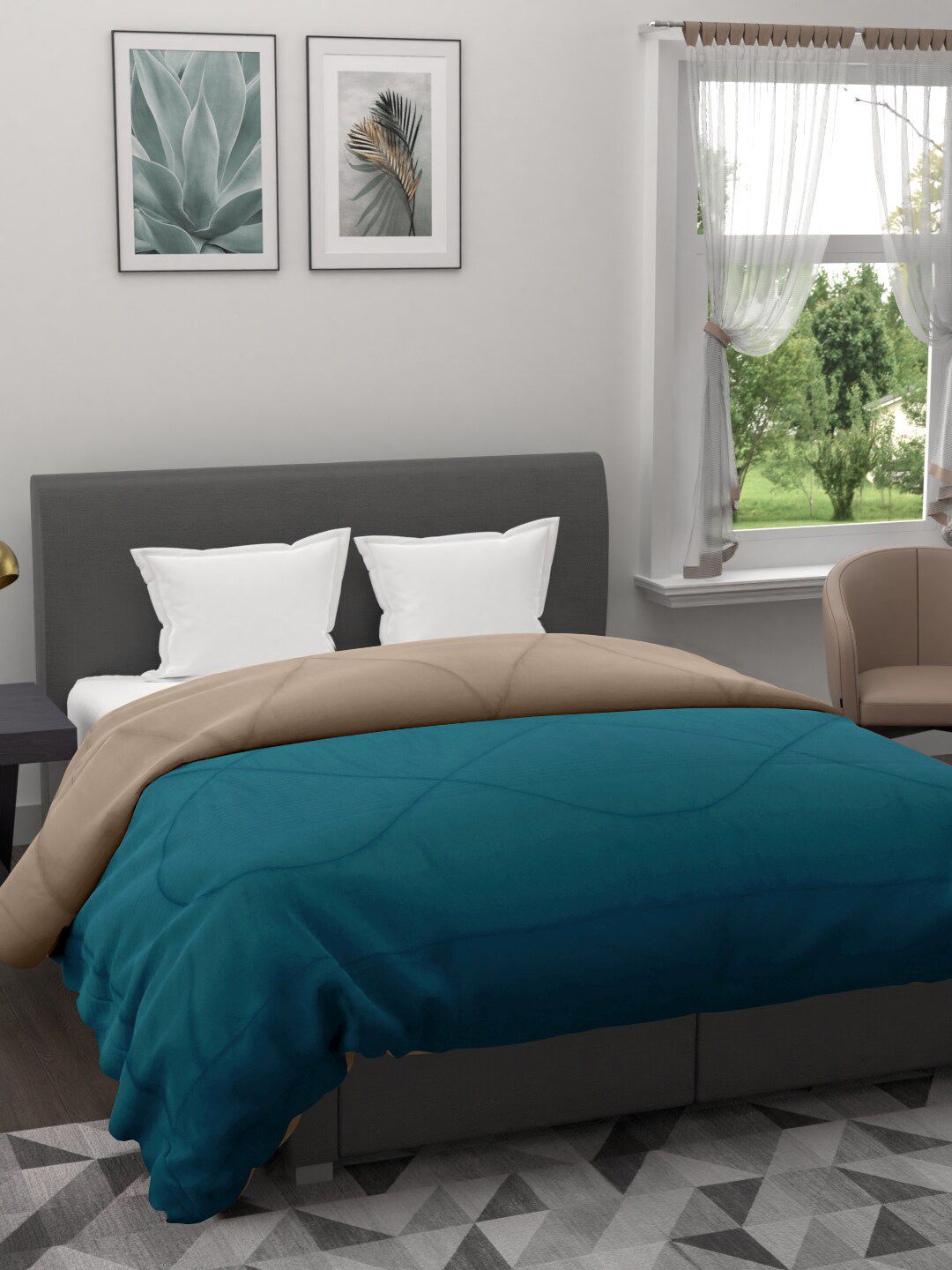 Clasiko Orange & Green Mild Winter 233 GSM Double Bed Comforter Price in India
