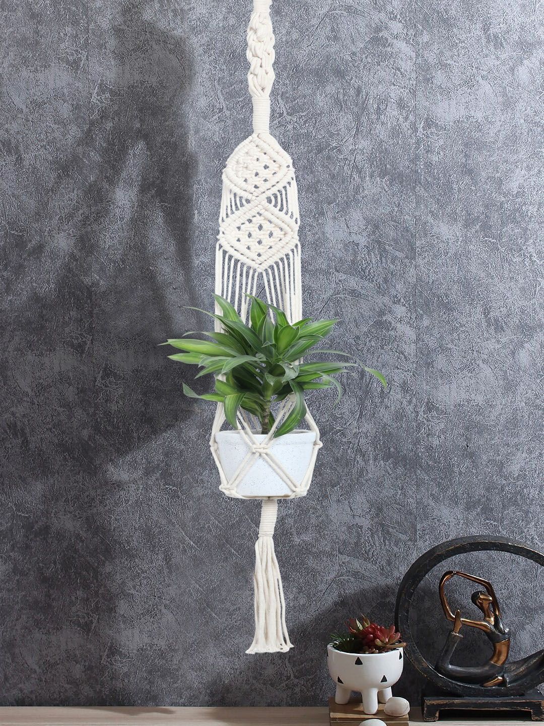 BELLA TRUE Beige Macrame Plant Holder Price in India