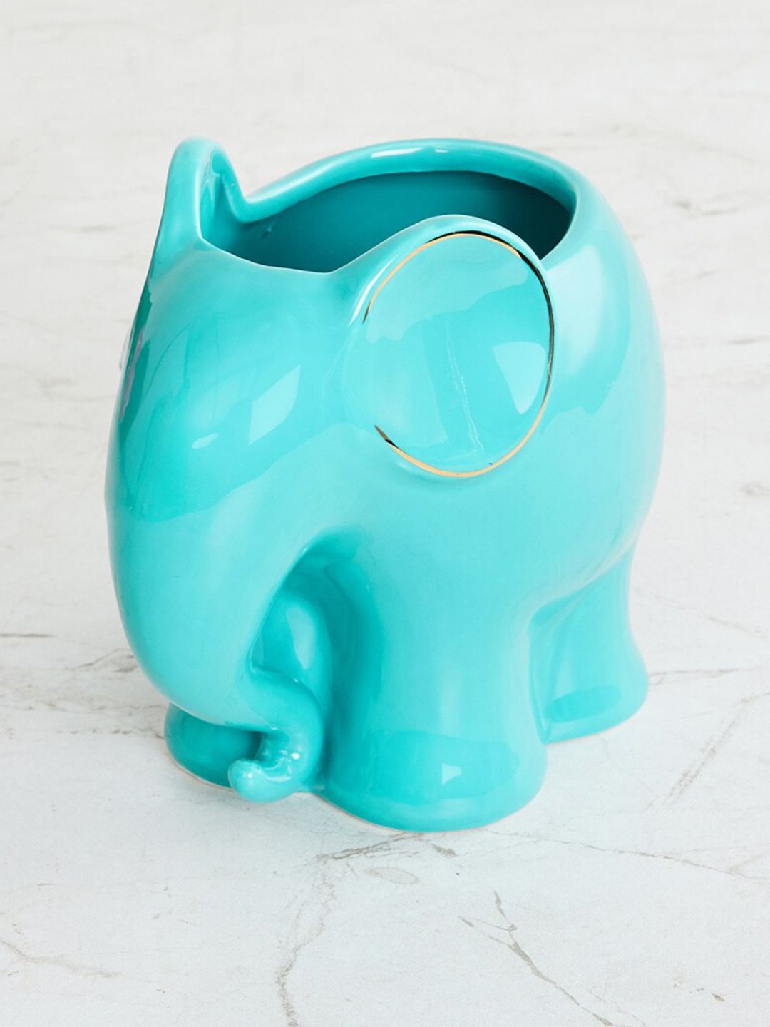 Home Centre Teal Blue Ceramic Elephant Planter Price in India