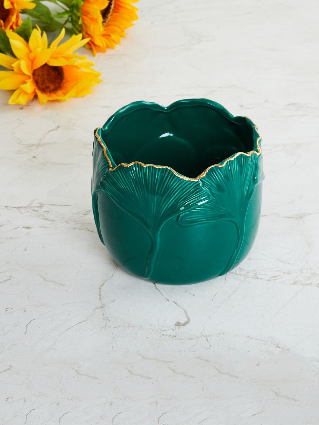 Home Centre Green Textured Ceramic Planter Price in India