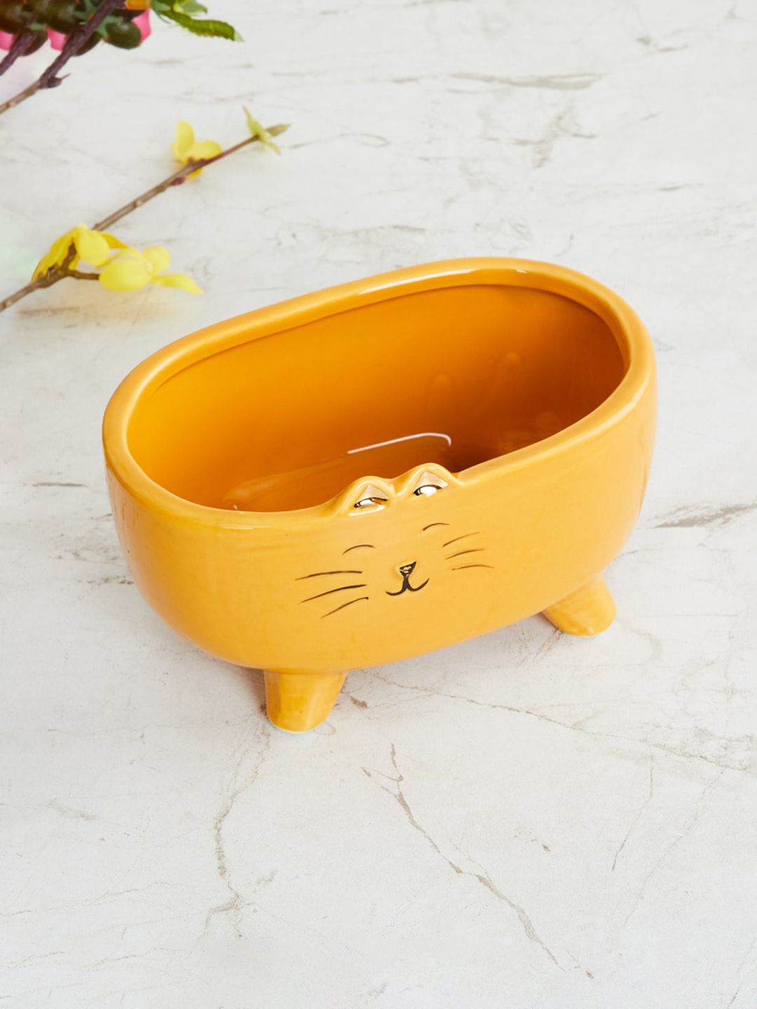 Home Centre Yellow Printed Ceramic Planter Price in India