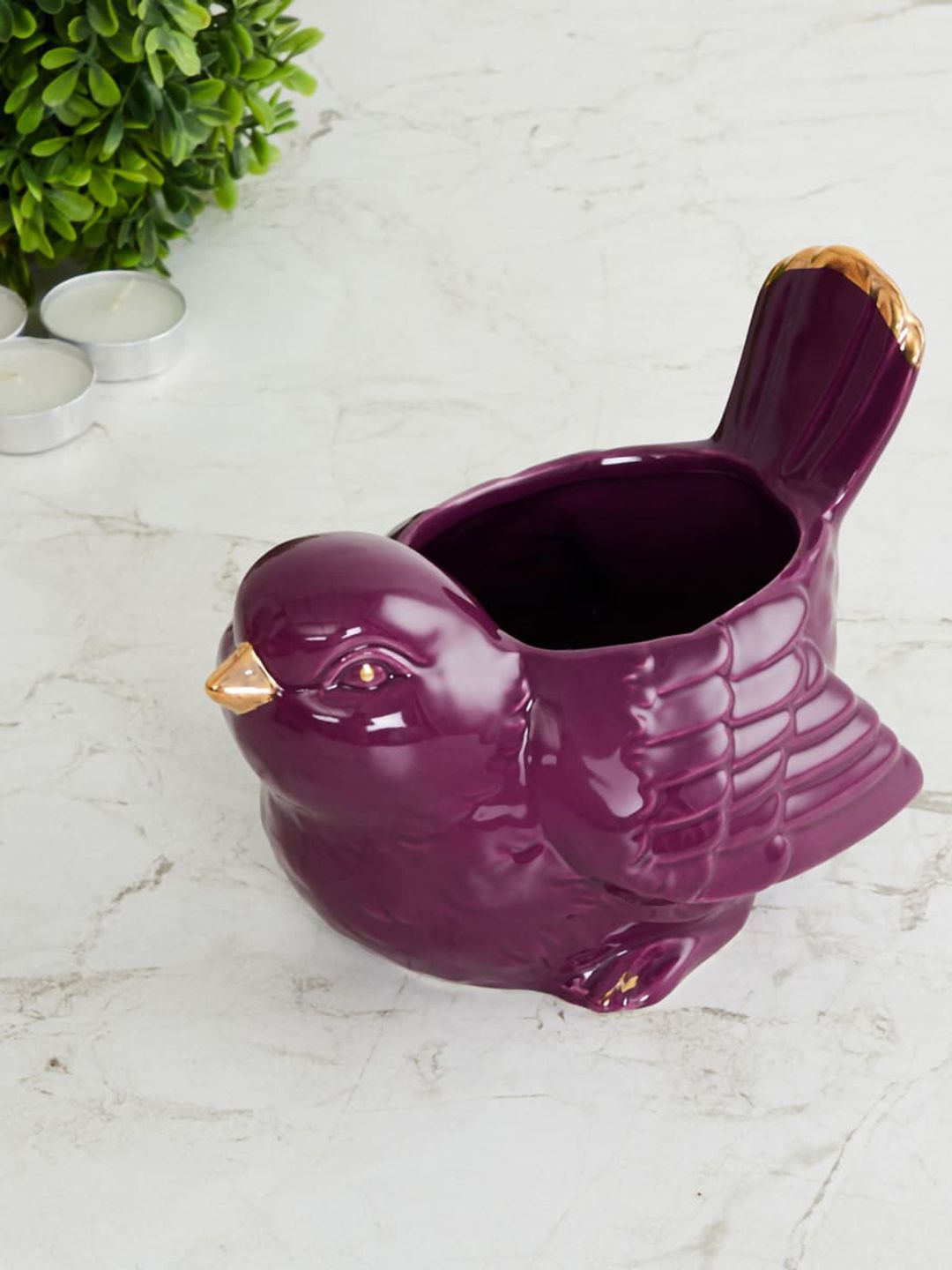 Home Centre Purple Solid Ceramic Bird Planter Price in India