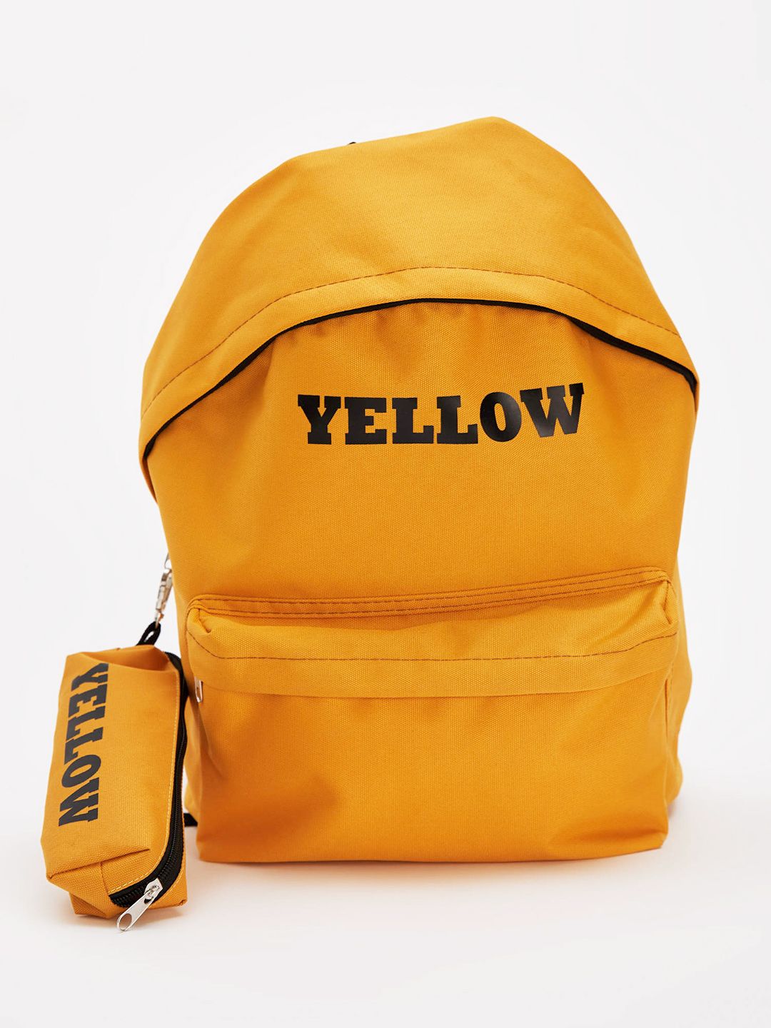 DeFacto Women Mustard Yellow Typography Print Backpack with Detachable Zip Pouch 19 L Price in India