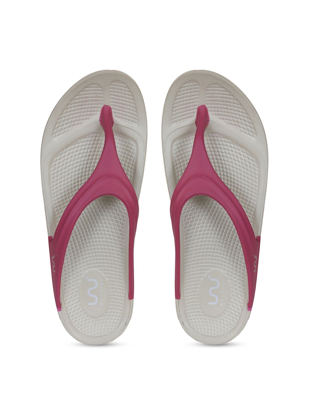 Doubleu Women Beige & Pink Rubber Thong Flip-Flops Price in India