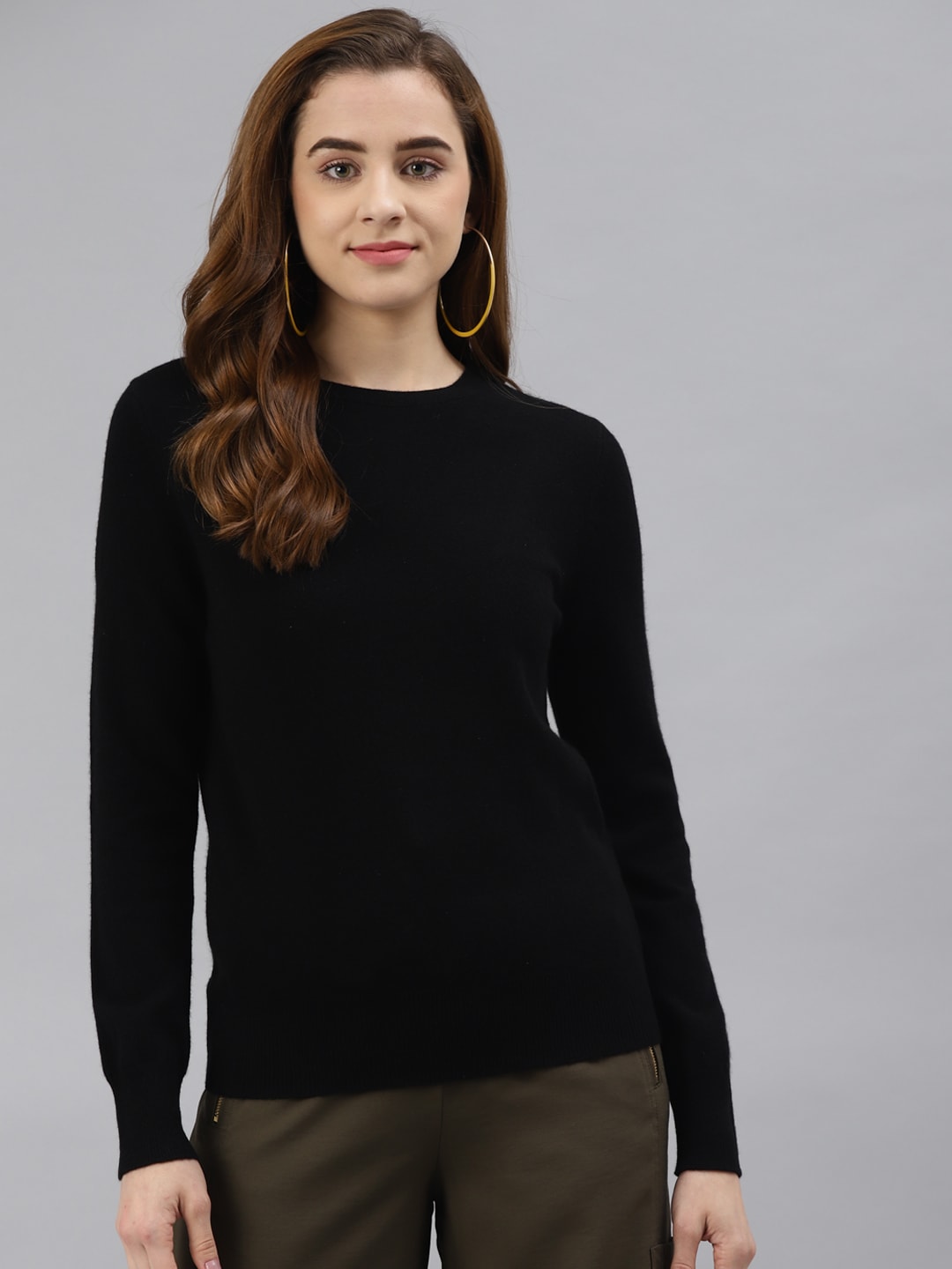 Marks & Spencer Women Black Cashmere Pullover Sweater Price in India
