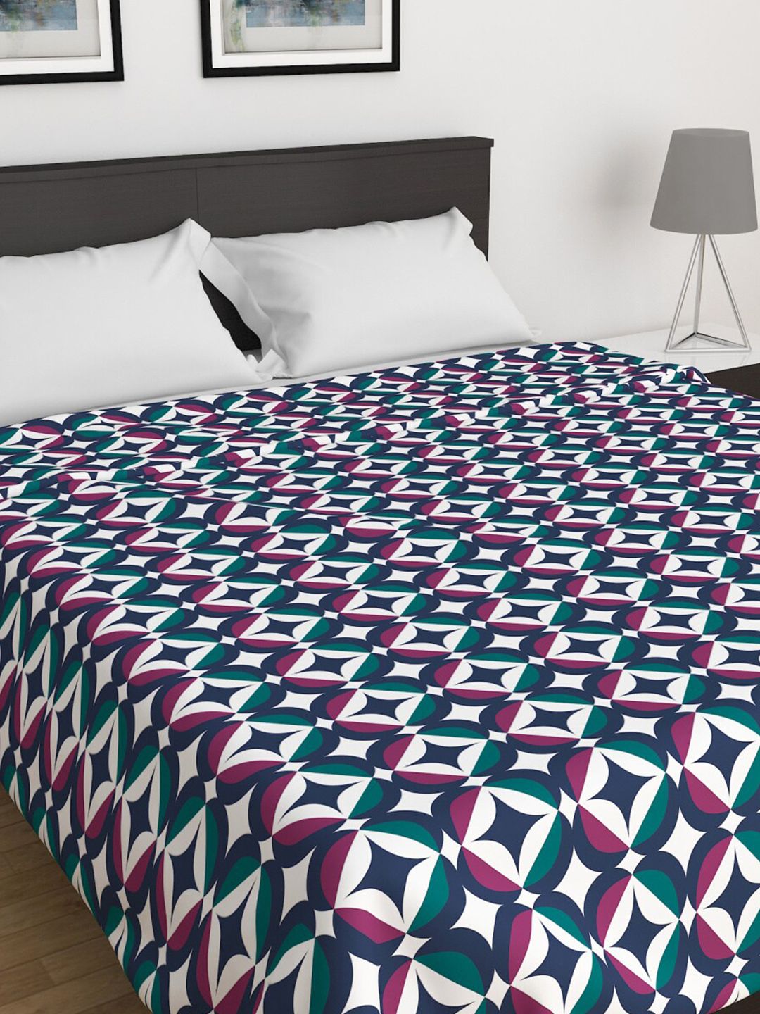 Home Centre Multicoloured Geometric Summer 600 GSM Double Bed Comforter Price in India