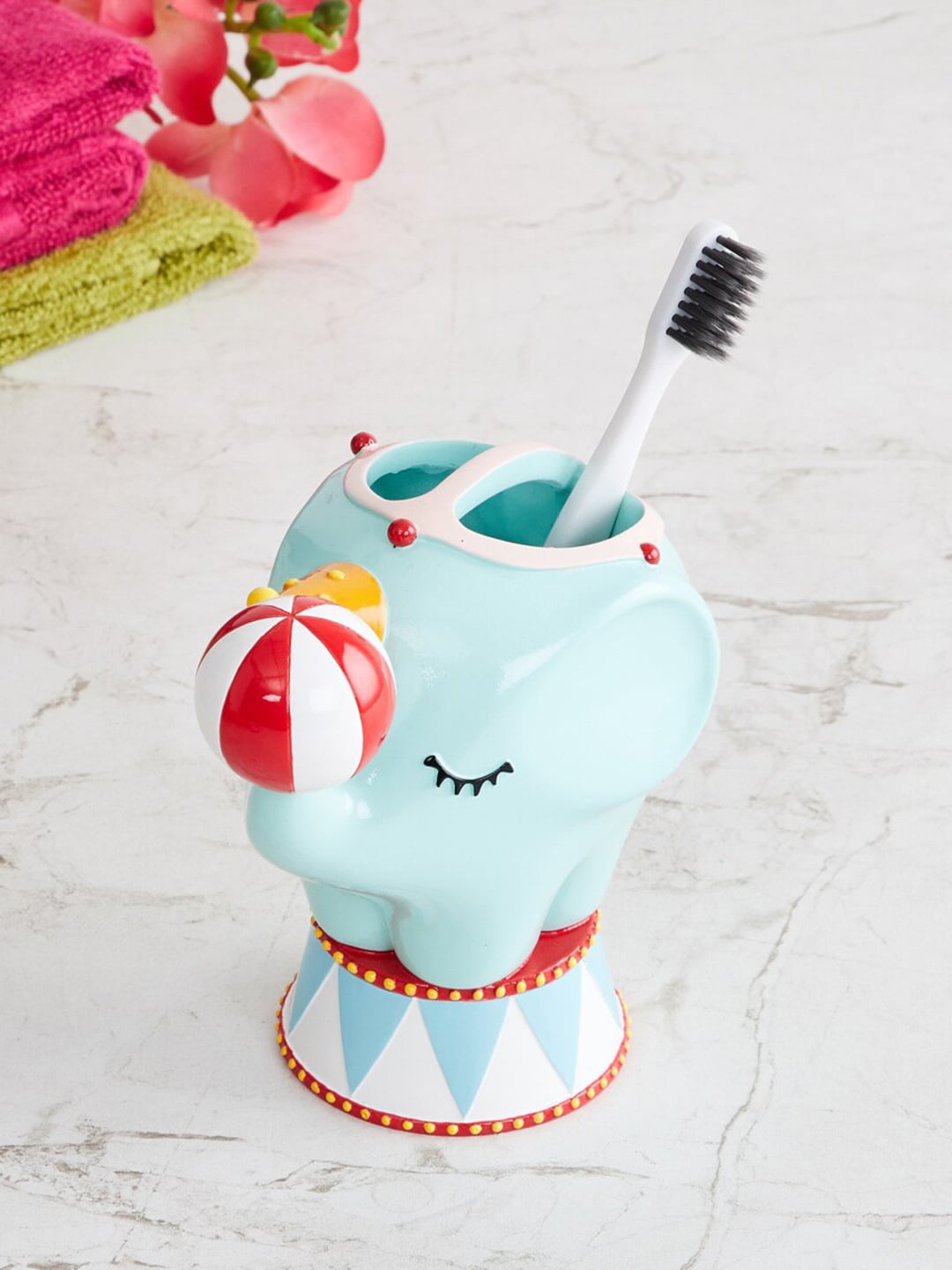 Home Centre Blue & White Elephant Toothbrush Holder Price in India