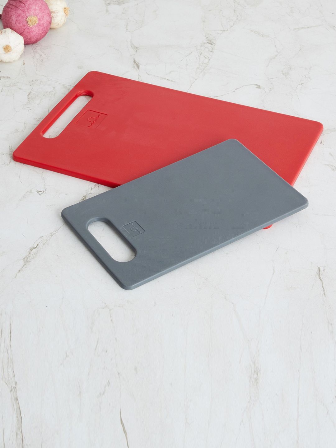 Home Centre Set Of 2 Red & Grey Chopping Board Set Price in India