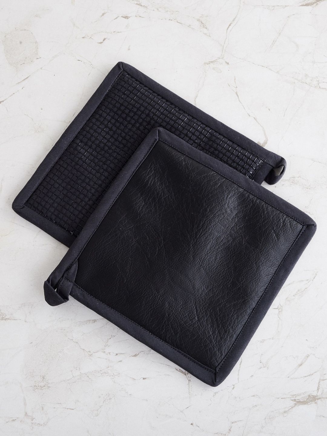 Home Centre Set of 2 Black Leather Textured Kitchen Pot Holder Price in India