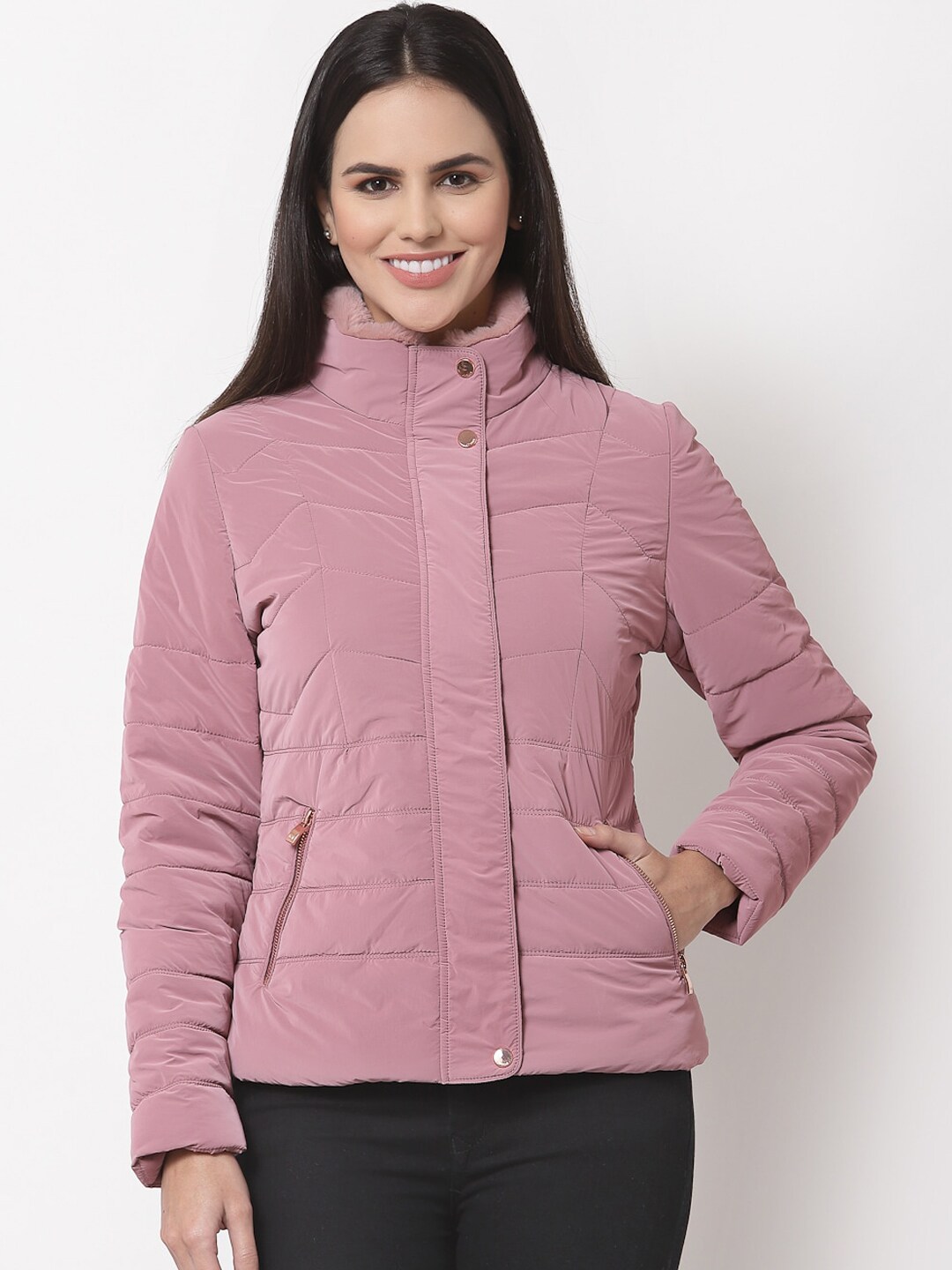 Juelle Women Pink Puffer Jacket Price in India