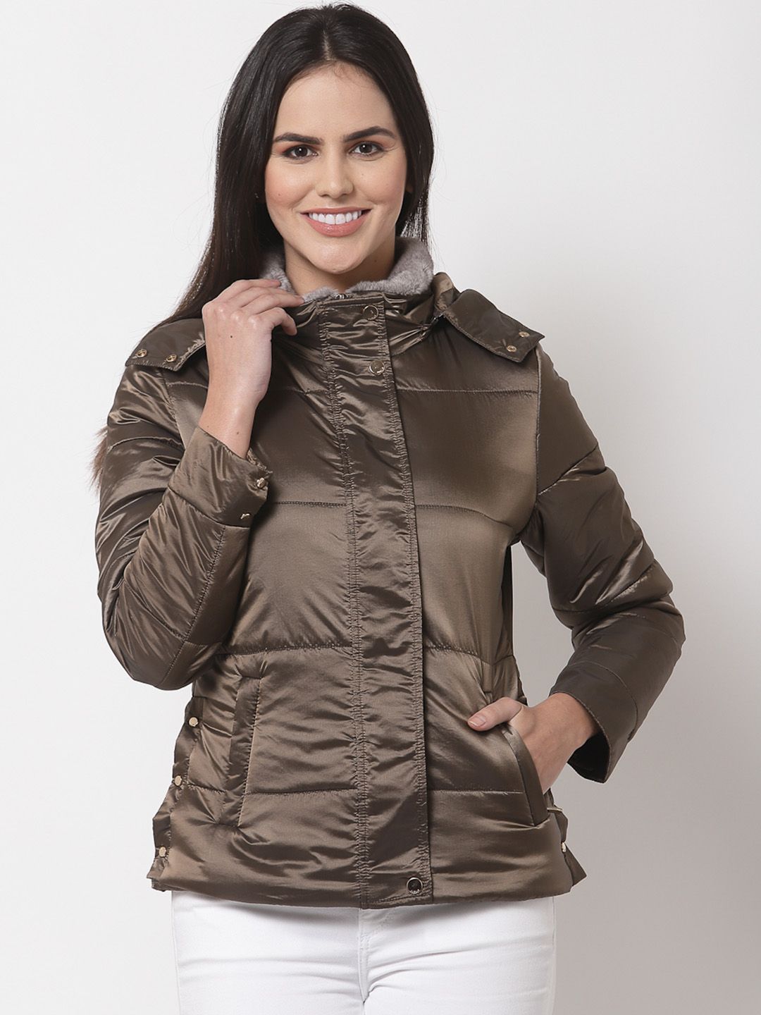 Juelle Women Brown Padded Jacket Price in India