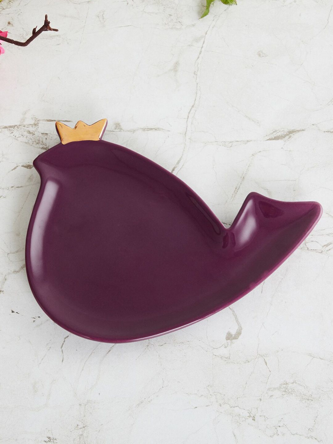Home Centre Purple Solid Ceramic Bird Platter Show Pieces Price in India