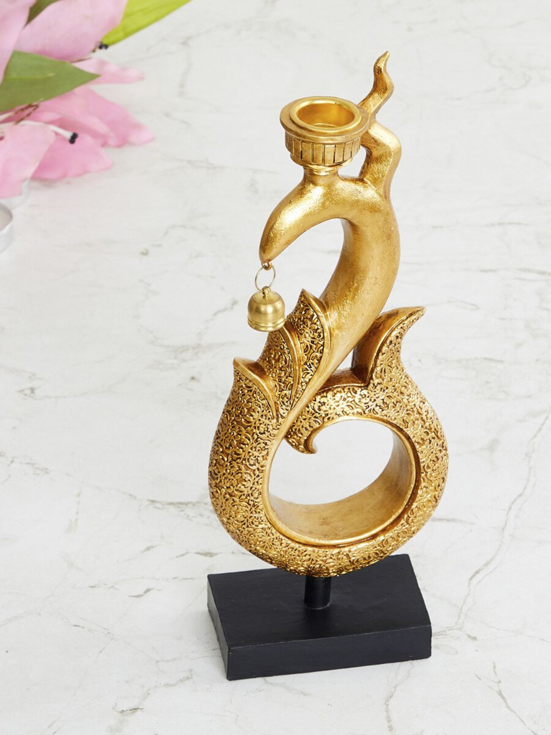 Home Centre Gold Aoa Gold Polyresin Abstract Candle Holder Price in India