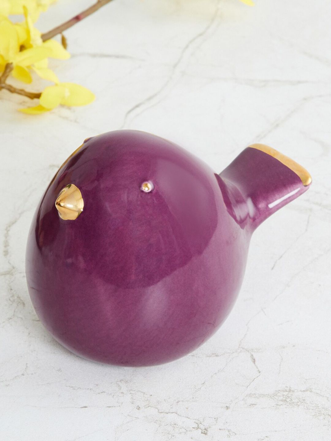 Home Centre Purple  Solid Ceramic Small Bird Figurine Showpieces Price in India