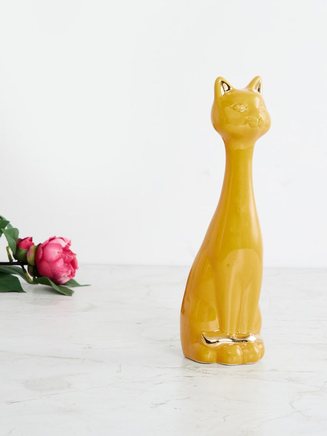 Home Centre Gold-Toned Ceramic Cat Figurine Price in India