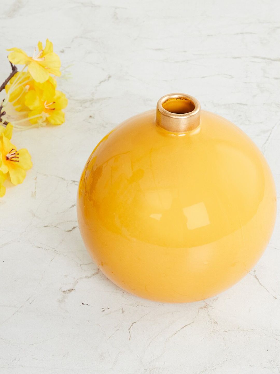 Home Centre Yellow Solid Ceramic Table Vase Price in India