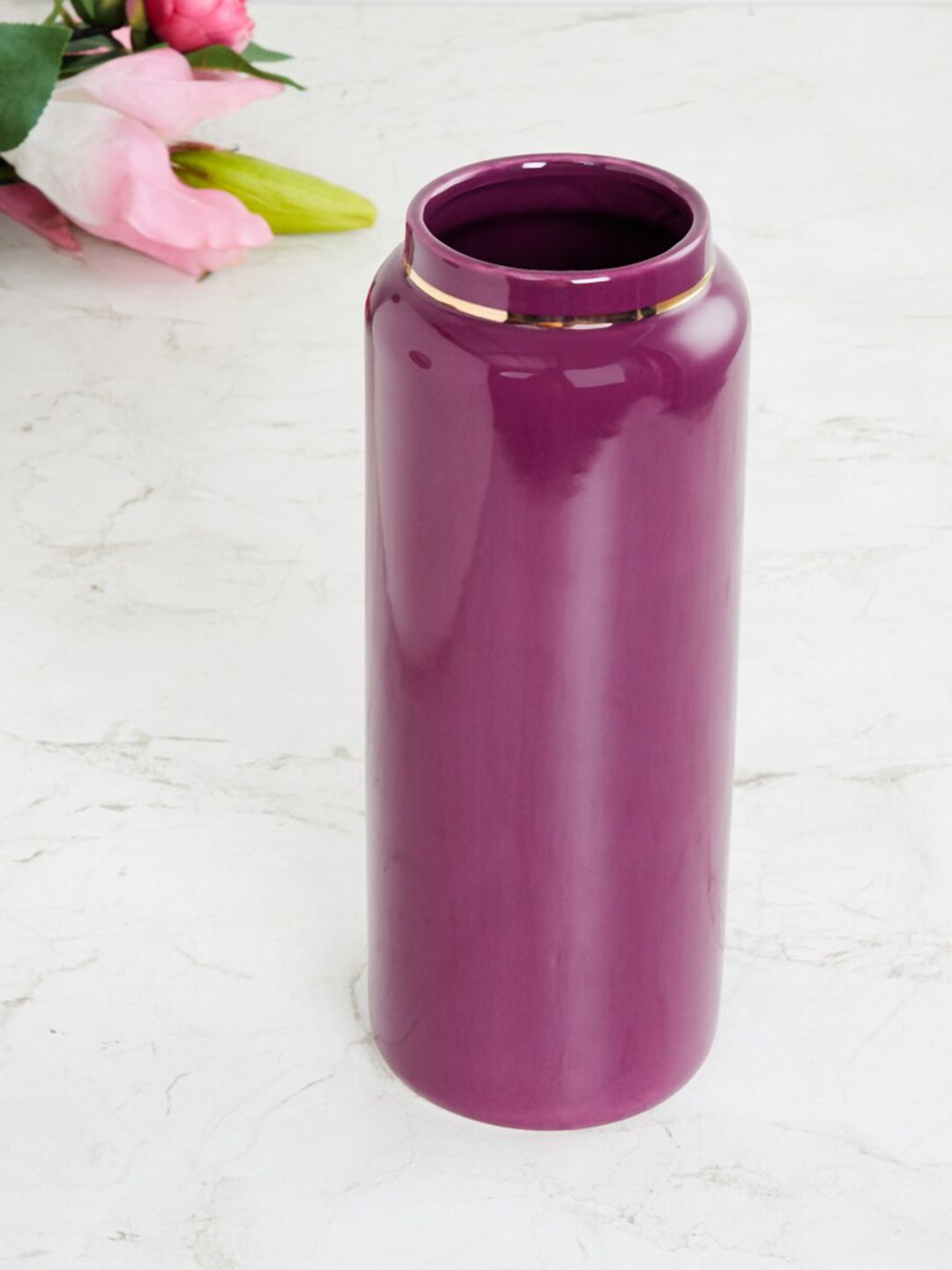 Home Centre Purple Solid Ceramic Vase Price in India