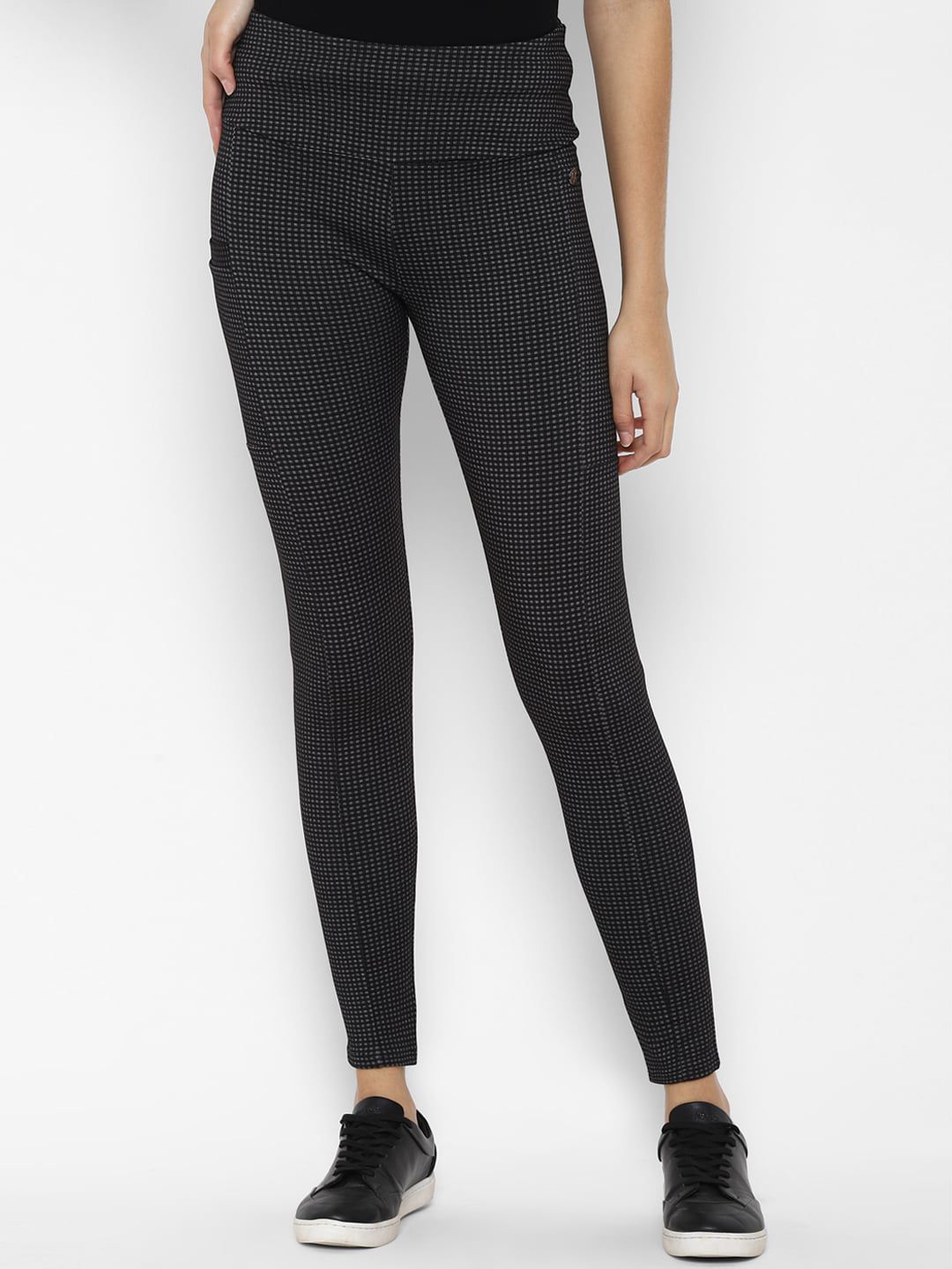 Allen Solly Woman Black Self-Design Trousers Price in India
