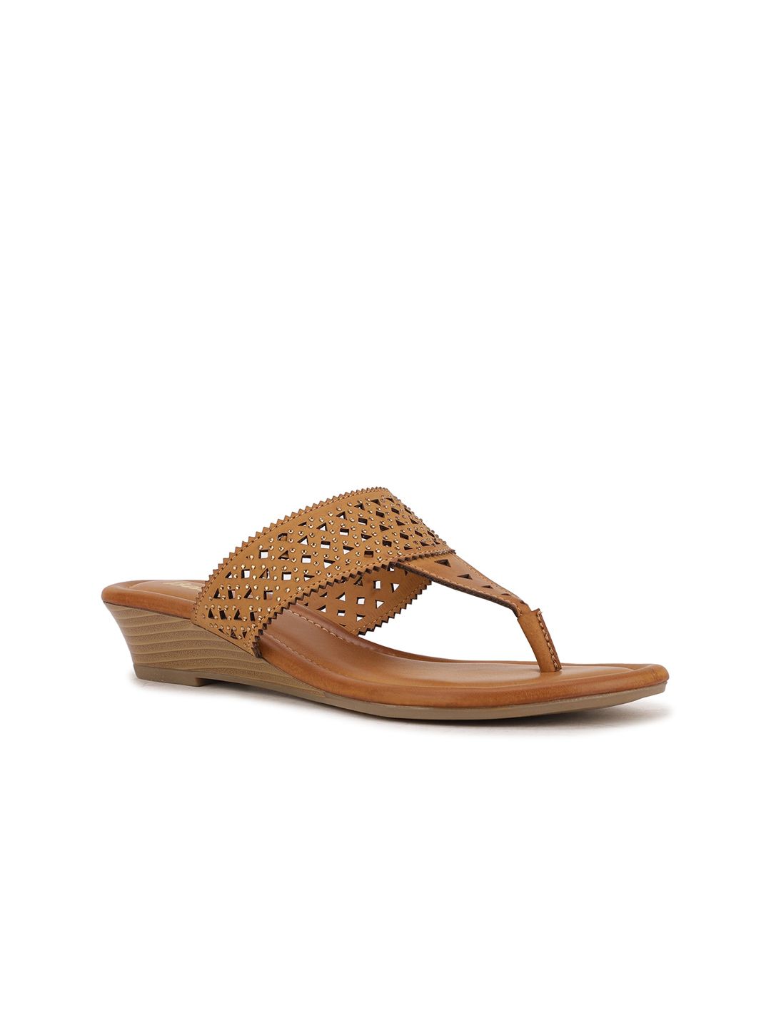 Bata Copper-Toned Wedge Sandals with Laser Cuts Price in India