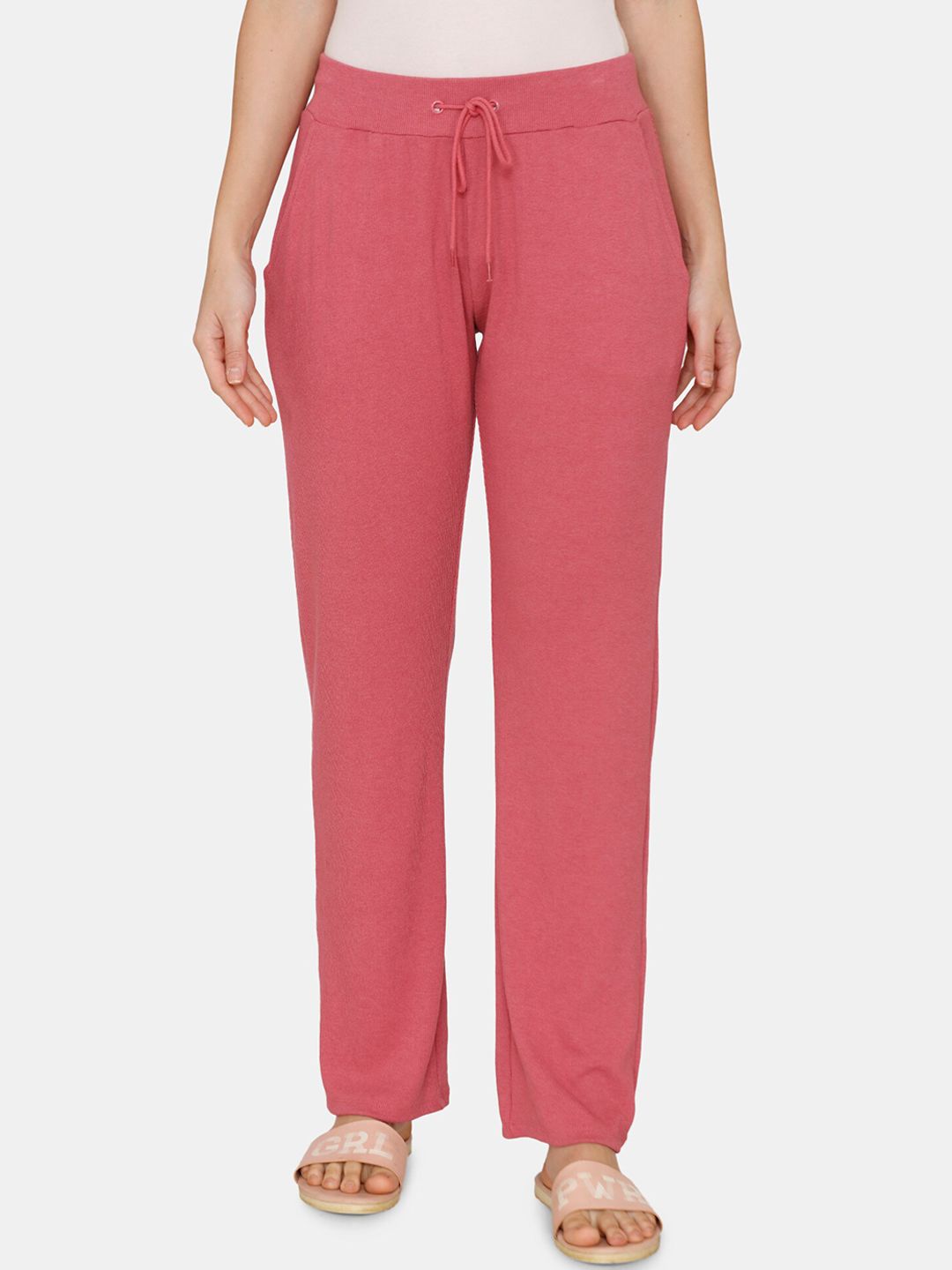 Zivame Women Pink Solid Cotton Lounge Pants Price in India