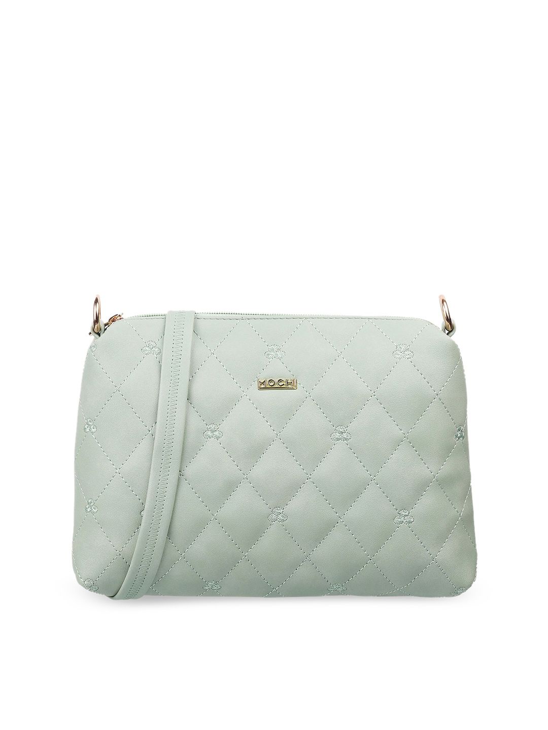 Mochi Green Quilted Structured Sling Bag Price in India